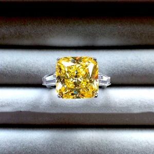 Stunning Yellow Rhinestone Square Adjustable Ring